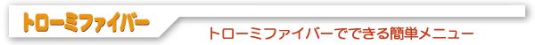 トローミファイバー トローミファイバーでできる簡単メニュー